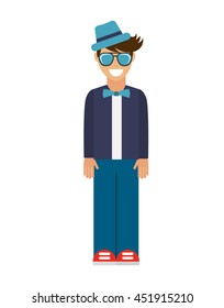 man hipster style isolated icon design, vector illustration  graphic 