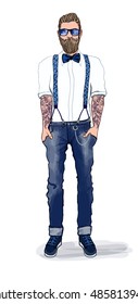 Man in hipster style - vector illustration