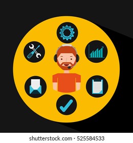 man hipster support operator assistance vector illustration eps 10