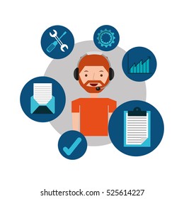 man hipster support operator assistance vector illustration eps 10