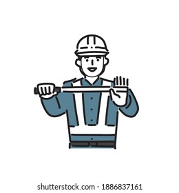 A man in his 20s working in traffic maintenance.