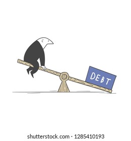A man and his debt on a swing.