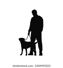 Mann mit seinem Hund, Liebespaar, Liebhaber der Silhouette