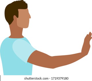 Man with his hand out in a stop gesture to stop the spread of COVID-19 coronavirus disease concept vector