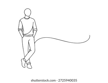 Hombre con las manos en los bolsillos Dibujar a mano Icono de línea Vector
Icono de la línea del dibujo de la mano del Vector en un fondo transparente