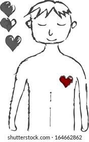 man with his heart beating,vector