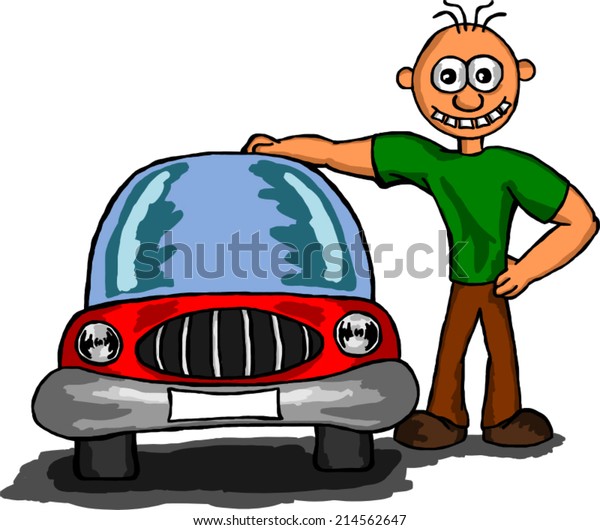 Man His New Car Metaphor Buying Stock Vector (Royalty Free) 214562647 ...