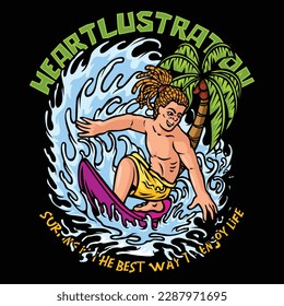 a man with his surfboard surfing on the beach. sports that usually take place over high waves.
