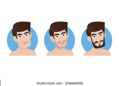 Man and his three beard style, Vector Illustration