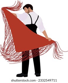 A man in historic clothing dances with a shawl.