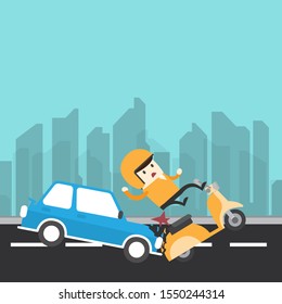 man hit by a car, accident and insurance concept flat design