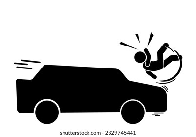 man was hit by a car. car crash, accident, car speeding.