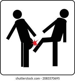 Man Hit Kick The Man, Mobbing Sign Vector Illustration 