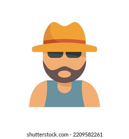 Man hitchhiking icon. Flat illustration of Man hitchhiking vector icon isolated on white background