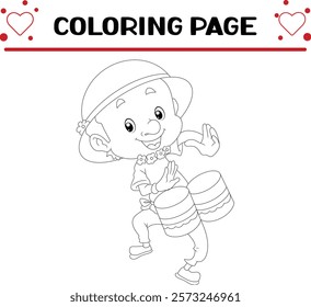man is hitting drum making sound coloring page for kids