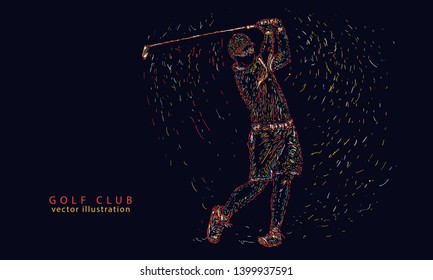 Man hitting golf shot. Sport background