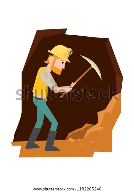Man Hitting Rock Cave Looking Gold Stock Vector (Royalty Free ...