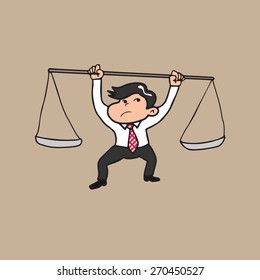 Man hold balance cartoon vector