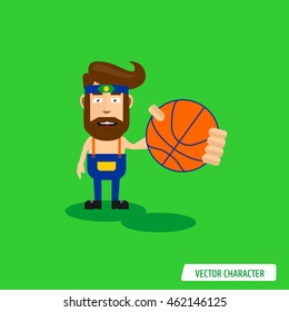 Man hold basketball as a brazilian fan