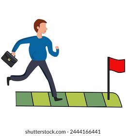 a man hold briefcase running to target. business concept  