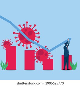 Man hold chart for growing up metaphor economic recovery. Business flat vector concept illustration.