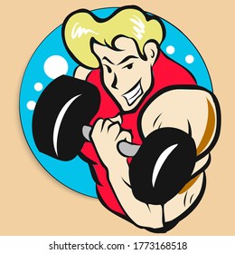 A man hold Drumbel  vector image for sport content.