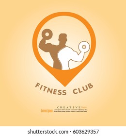 Man hold dumbbell.fitness concept.vector illustration.