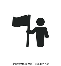 man hold flag vector icon