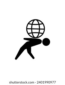 man hold globe icon, vector best flat icon.