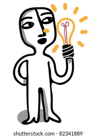 man hold a light bulb