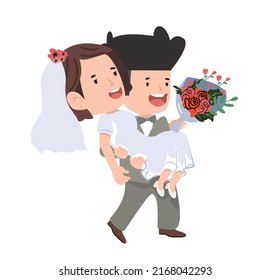 Man hold women on hand Couple wedding character