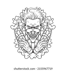 A man holding 2 dynamites illustration.