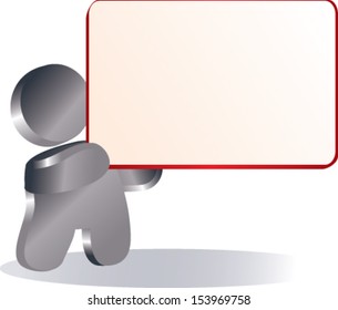 man holding ad