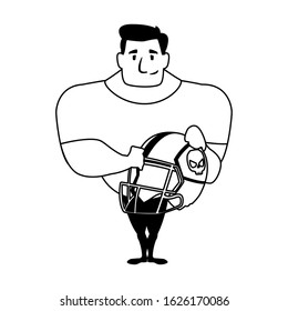 man holding a american football helmet on white background vector illustration design