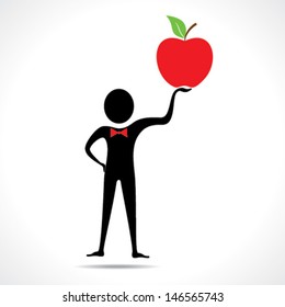 Man holding a apple stock vector