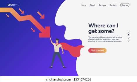 Man holding arrow. Crisis, pressure, problem solving. Crisis management concept. Vector illustration can be used for topics like business, work, time management