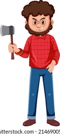Man holding axe in one hand illustration