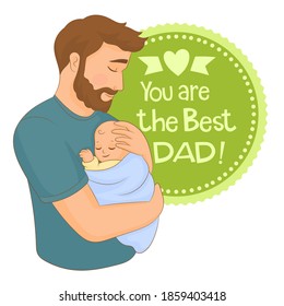 Man holding a baby in his arms celebrating father's day