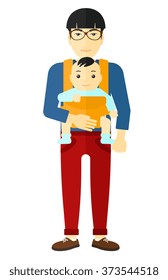 Man Holding Baby In Sling.