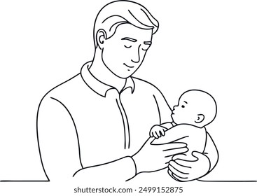 A man holding a baby. The baby is smiling and the man is smiling back