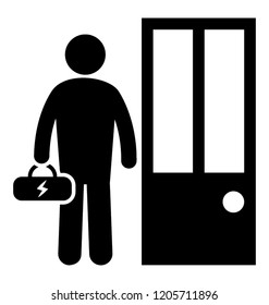 Man holding bag depicting factory room 