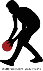 un hombre sostiene una bola, un vector de silueta