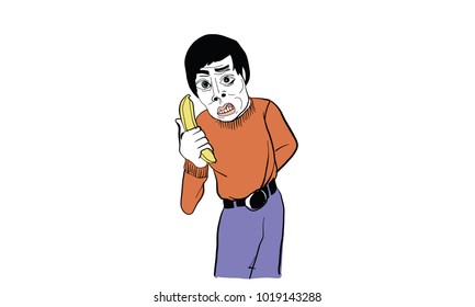 man holding banana vector