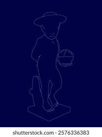 Man is holding a basketball in his hand. He is wearing a hat and standing on a blue background