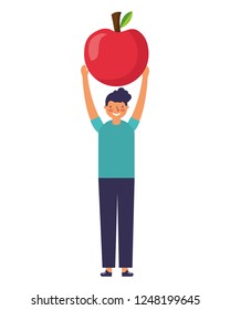man holding big apple fruit