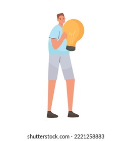 man holding a big bulb light