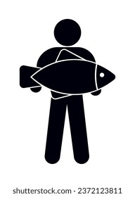 man holding big fish, fisherman icon