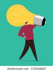 Mann mit Big Light Bulb 