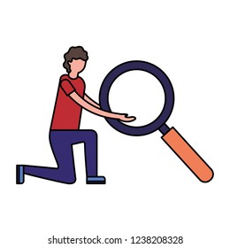 man holding big magnifying glass