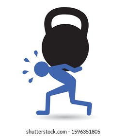 man holding big weight, vector illustration